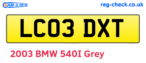 LC03DXT are the vehicle registration plates.