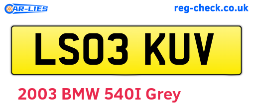LS03KUV are the vehicle registration plates.