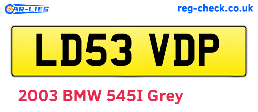 LD53VDP are the vehicle registration plates.
