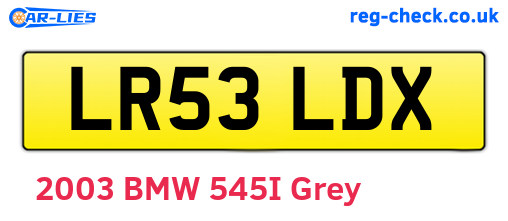 LR53LDX are the vehicle registration plates.