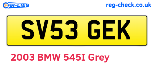 SV53GEK are the vehicle registration plates.