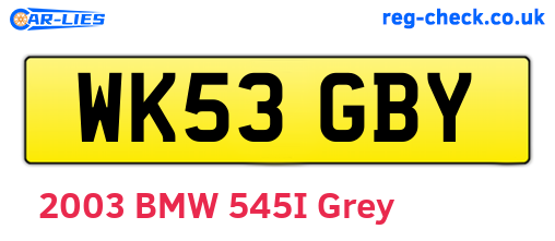 WK53GBY are the vehicle registration plates.