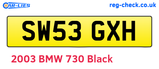 SW53GXH are the vehicle registration plates.