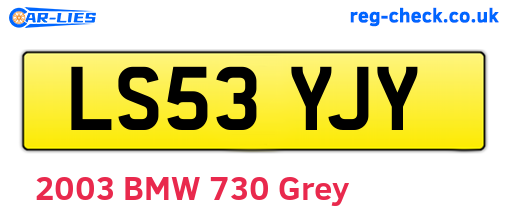 LS53YJY are the vehicle registration plates.