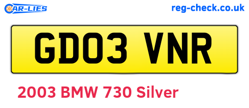 GD03VNR are the vehicle registration plates.