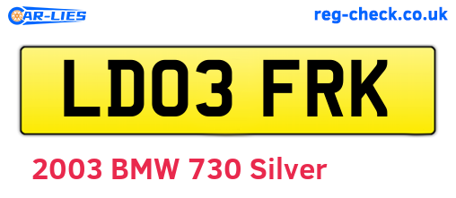 LD03FRK are the vehicle registration plates.