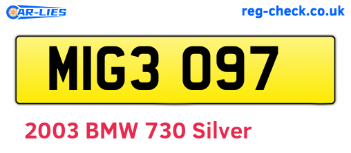 MIG3097 are the vehicle registration plates.