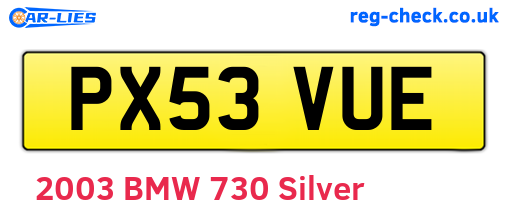 PX53VUE are the vehicle registration plates.