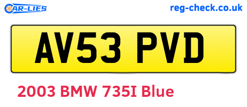 AV53PVD are the vehicle registration plates.