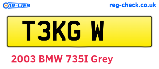 T3KGW are the vehicle registration plates.