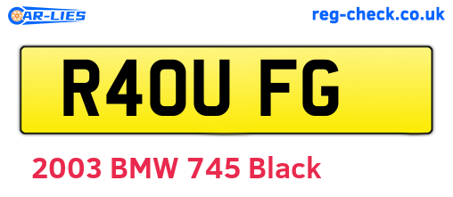 R40UFG are the vehicle registration plates.