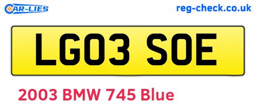 LG03SOE are the vehicle registration plates.