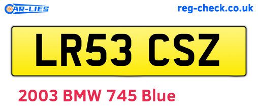 LR53CSZ are the vehicle registration plates.