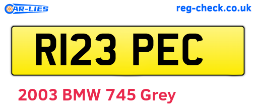 R123PEC are the vehicle registration plates.
