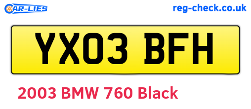 YX03BFH are the vehicle registration plates.