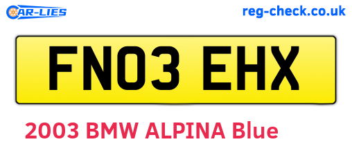 FN03EHX are the vehicle registration plates.