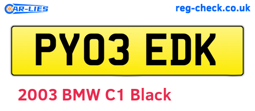 PY03EDK are the vehicle registration plates.