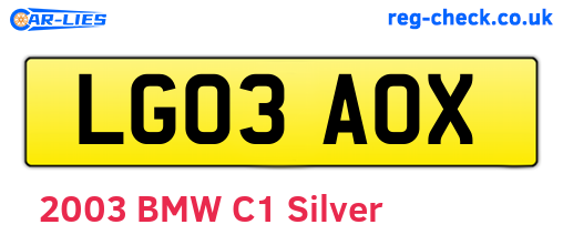 LG03AOX are the vehicle registration plates.