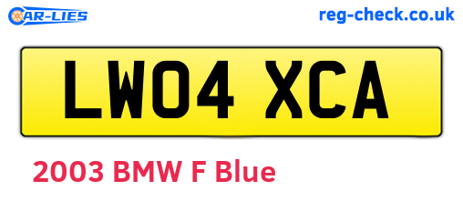 LW04XCA are the vehicle registration plates.