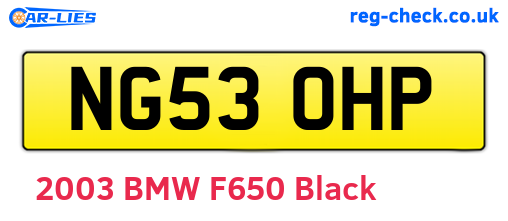 NG53OHP are the vehicle registration plates.