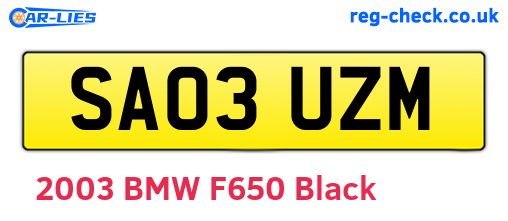 SA03UZM are the vehicle registration plates.