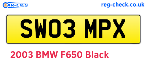 SW03MPX are the vehicle registration plates.
