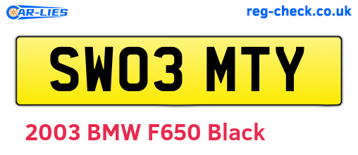 SW03MTY are the vehicle registration plates.