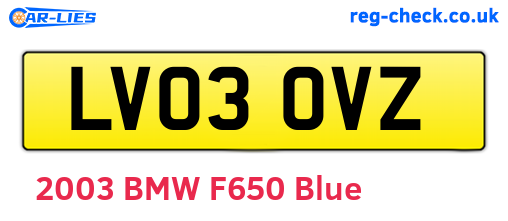 LV03OVZ are the vehicle registration plates.