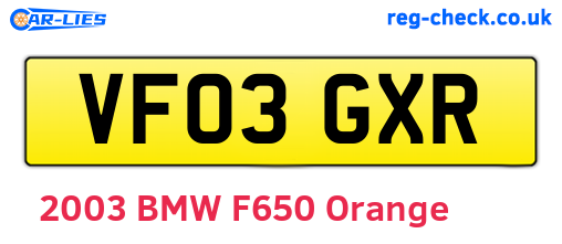 VF03GXR are the vehicle registration plates.