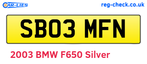 SB03MFN are the vehicle registration plates.