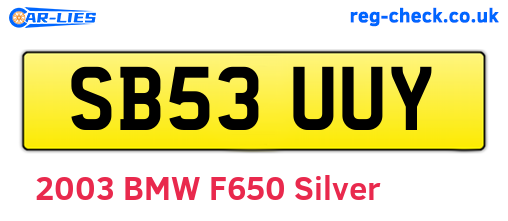 SB53UUY are the vehicle registration plates.