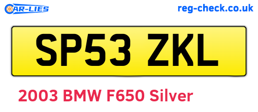 SP53ZKL are the vehicle registration plates.