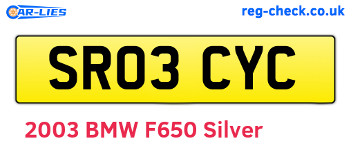 SR03CYC are the vehicle registration plates.