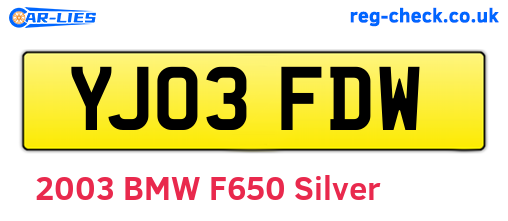 YJ03FDW are the vehicle registration plates.