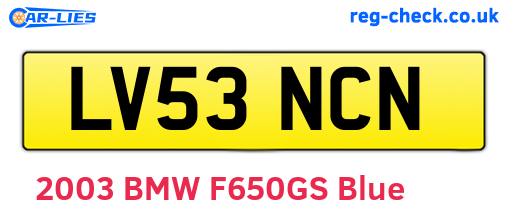 LV53NCN are the vehicle registration plates.