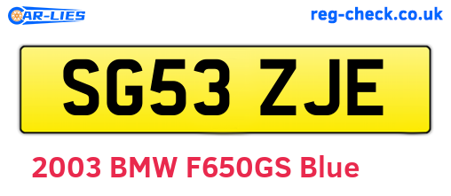 SG53ZJE are the vehicle registration plates.