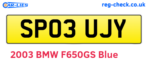 SP03UJY are the vehicle registration plates.