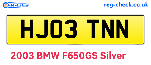 HJ03TNN are the vehicle registration plates.