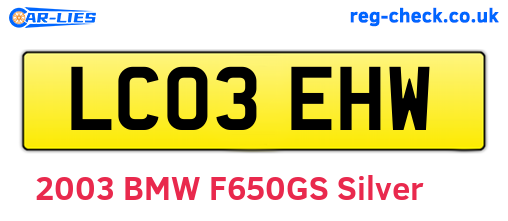 LC03EHW are the vehicle registration plates.