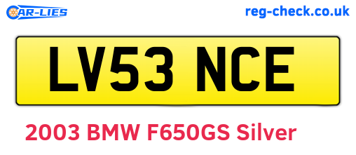 LV53NCE are the vehicle registration plates.