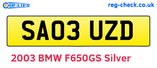 SA03UZD are the vehicle registration plates.
