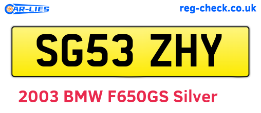 SG53ZHY are the vehicle registration plates.