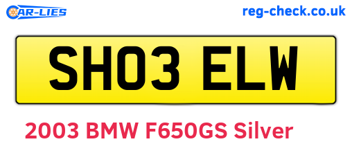 SH03ELW are the vehicle registration plates.