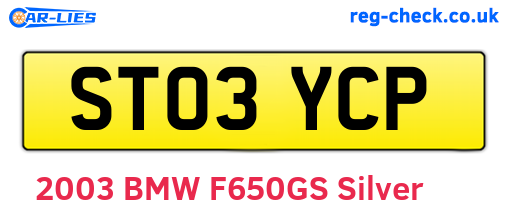 ST03YCP are the vehicle registration plates.