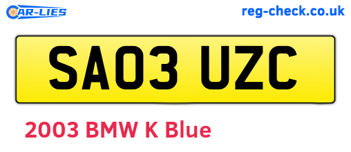 SA03UZC are the vehicle registration plates.