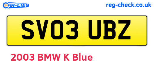 SV03UBZ are the vehicle registration plates.