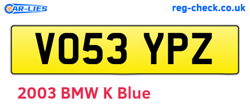 VO53YPZ are the vehicle registration plates.