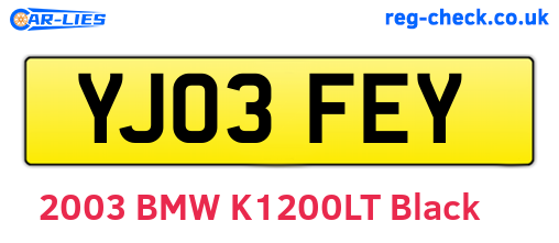 YJ03FEY are the vehicle registration plates.