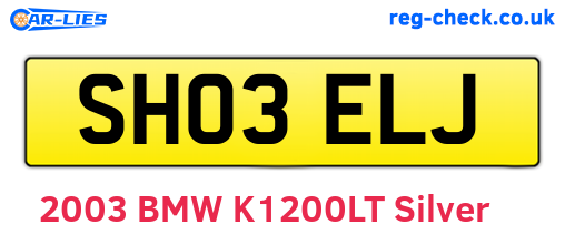 SH03ELJ are the vehicle registration plates.