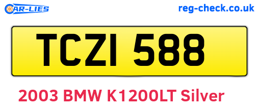 TCZ1588 are the vehicle registration plates.